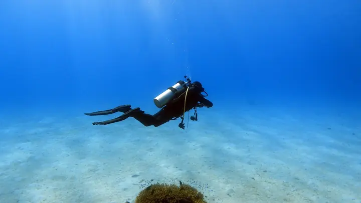 Floating in endless blue