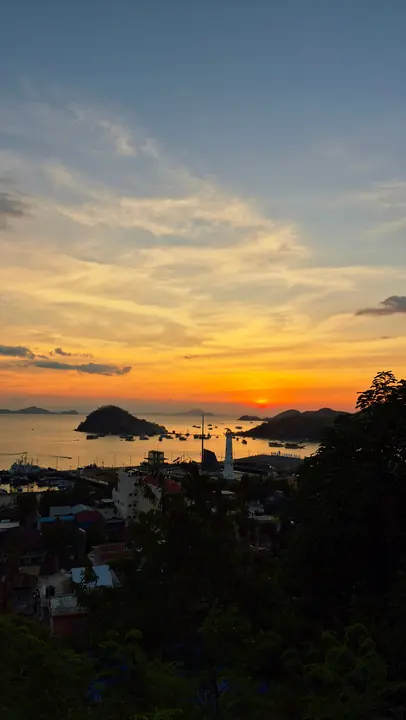 Sunset over the islands of Komodo